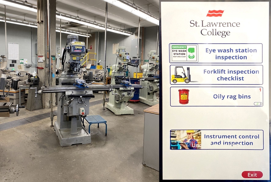 Inside a college laboratory and the interface of the digital app used